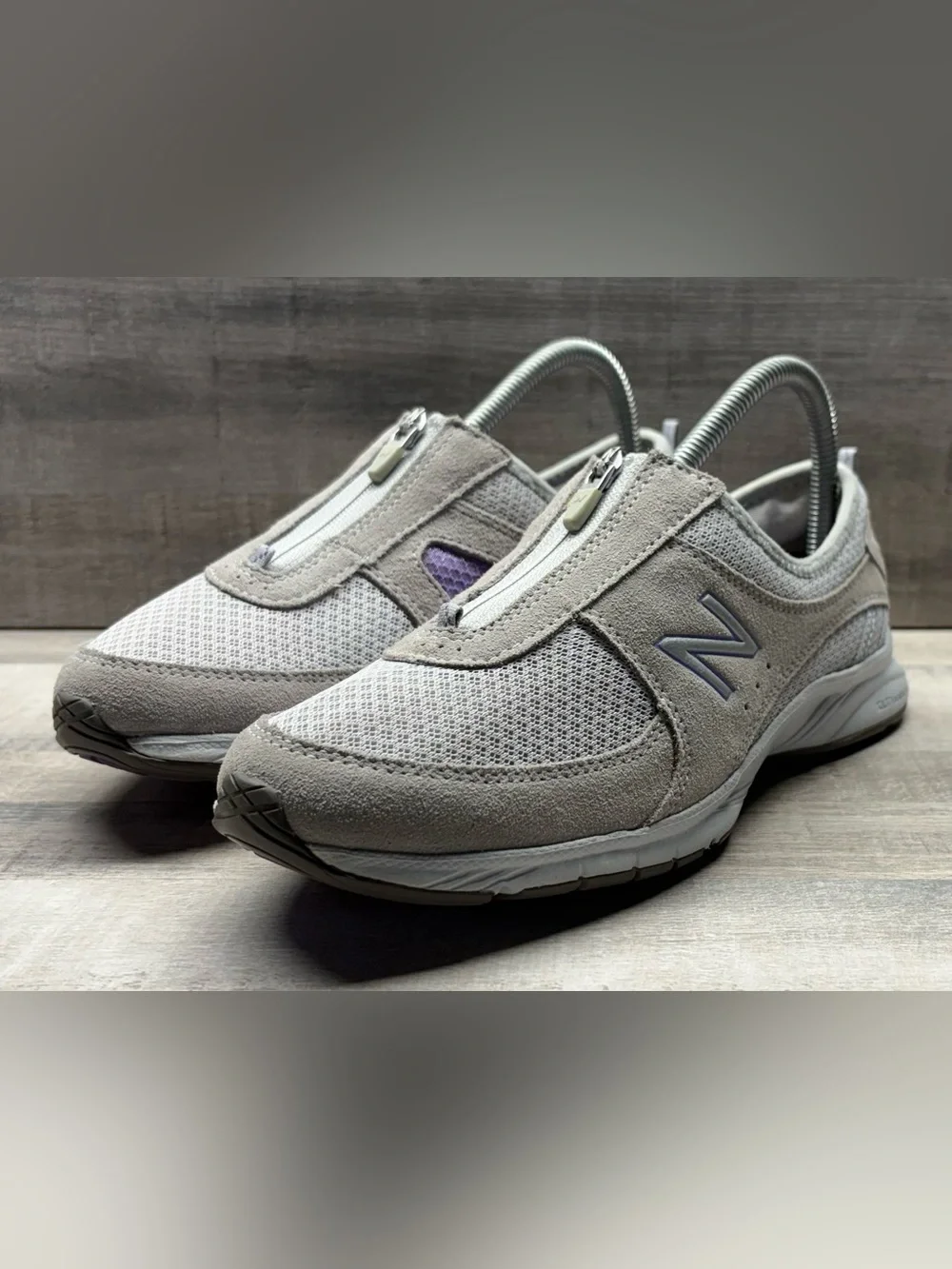 New Balance WW585GP Women’s 7.5 B Gray Purple Zip Walking Shoes Sneakers